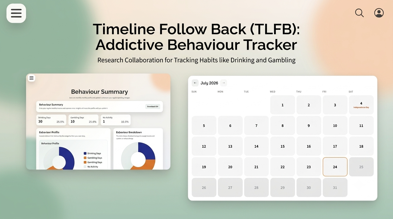 Timeline Follow Back (TLFB) addictive behaviour tracker app